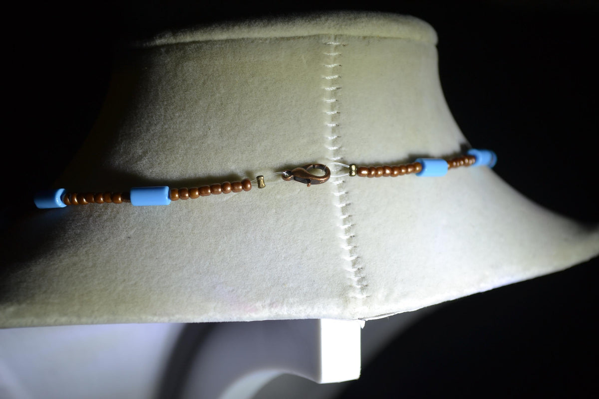 Multicolor glass bead necklace. Pearl brown and Aqua