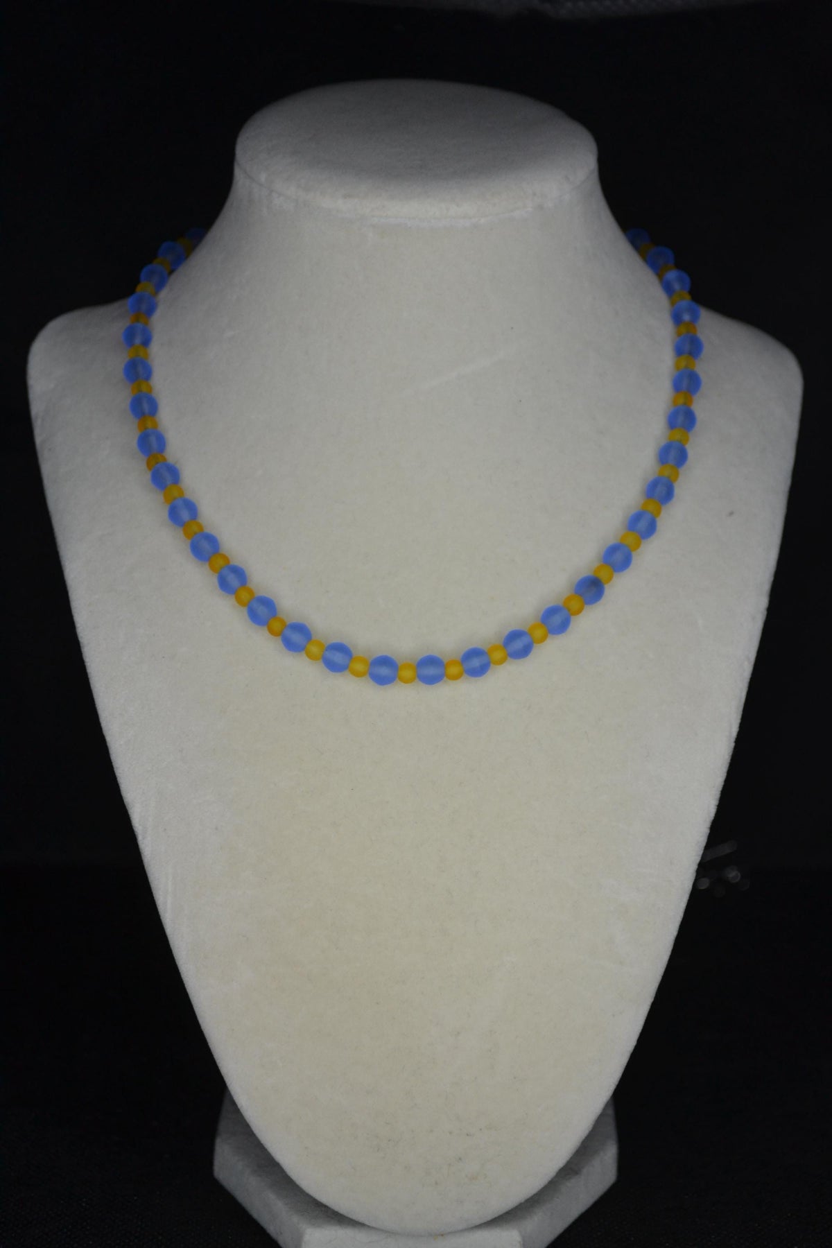 Multicolor glass bead necklace. Frosted blue and orange. Florida Gators