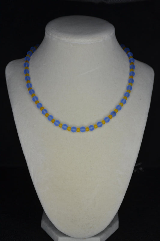 Multicolor glass bead necklace. Frosted blue and orange. Florida Gators