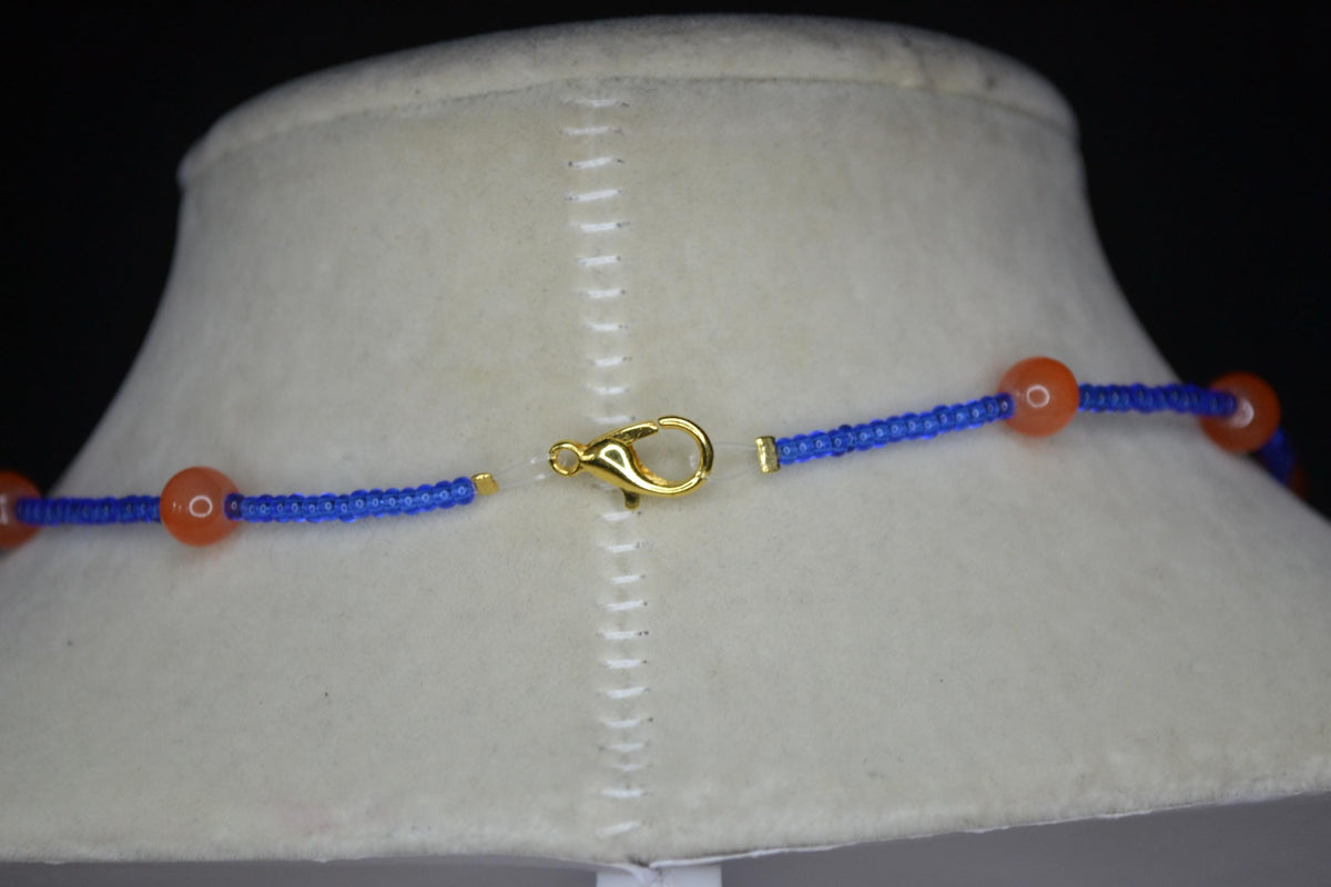 Multicolor glass bead choker. Orange and blue. Florida gators