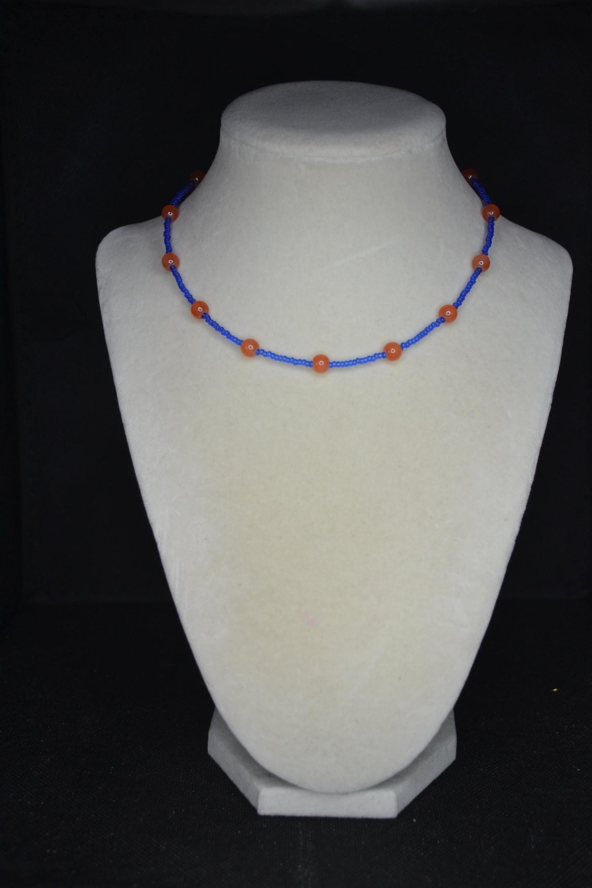 Multicolor glass bead choker. Orange and blue. Florida gators