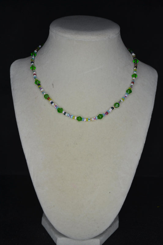 Multicolor glass bead choker. Glass candy