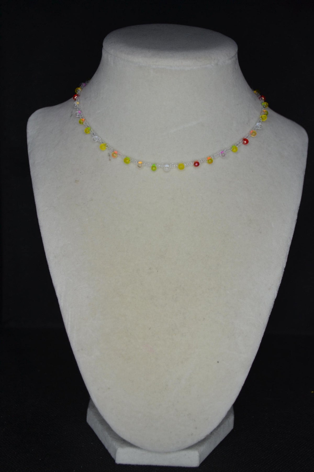 Multicolor glass bead choker. Rainbow drops