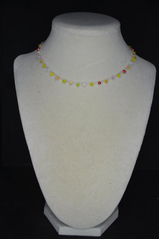 Multicolor glass bead choker. Rainbow drops