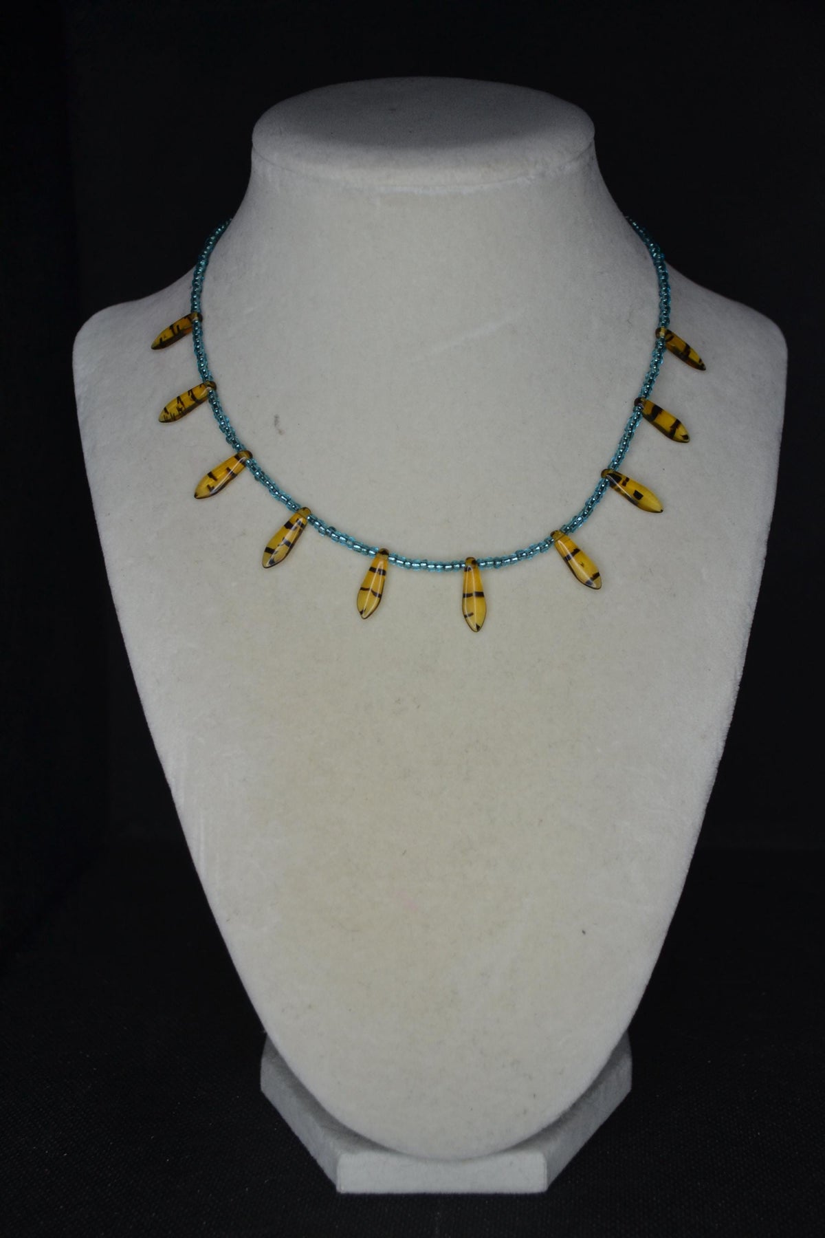 Multicolor glass bead choker. Teal & Tortoise