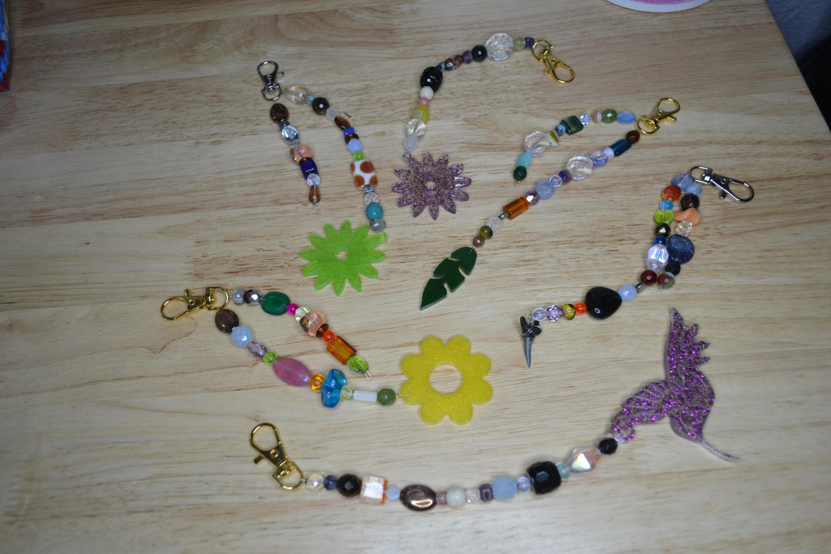 Glass Bead Bag Charms. Keychains