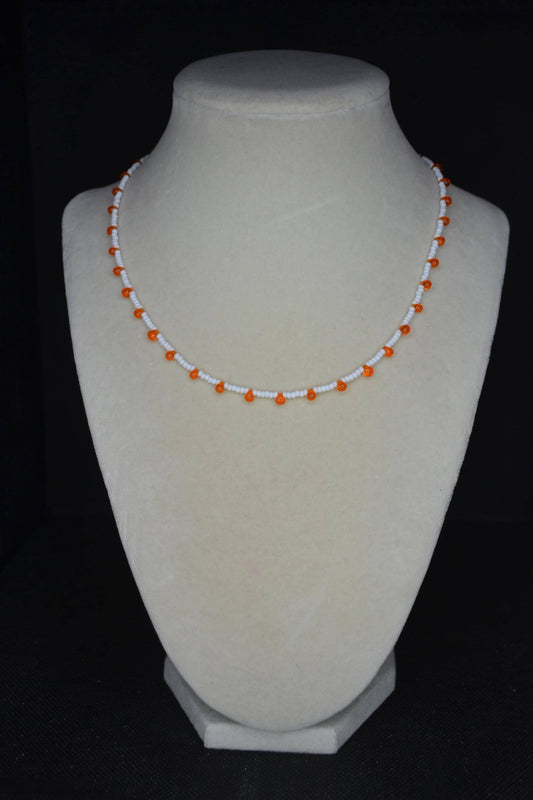 Multicolor glass bead choker. Orange creamsicle