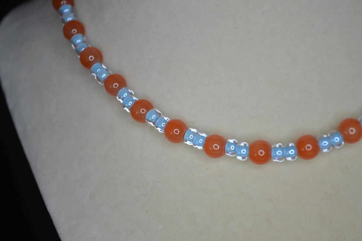 Multicolor glass bead choker. Orange and blue. Florida gators
