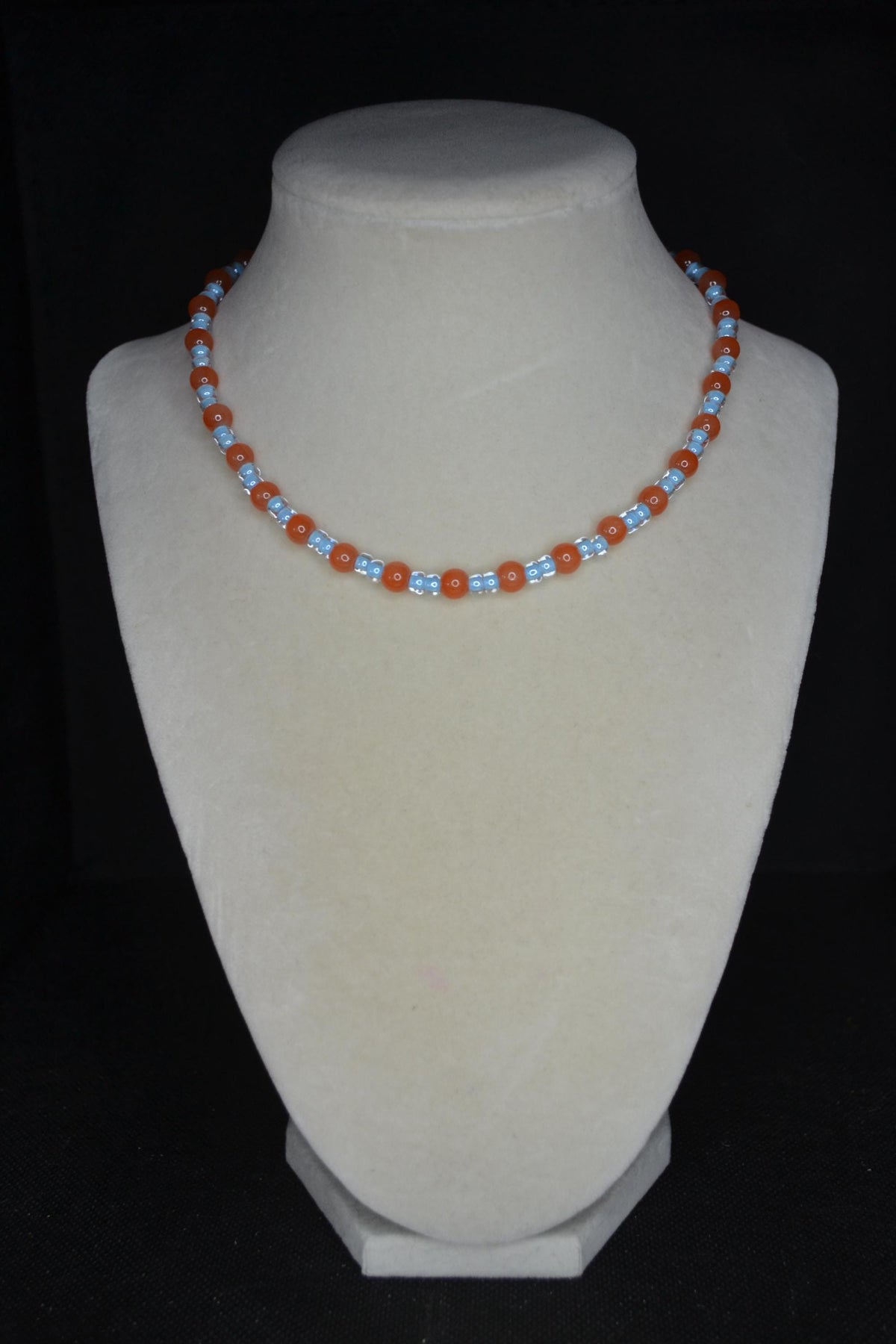 Multicolor glass bead choker. Orange and blue. Florida gators
