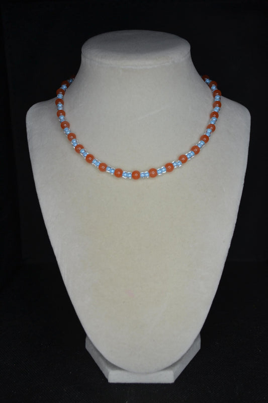 Multicolor glass bead choker. Orange and blue. Florida gators
