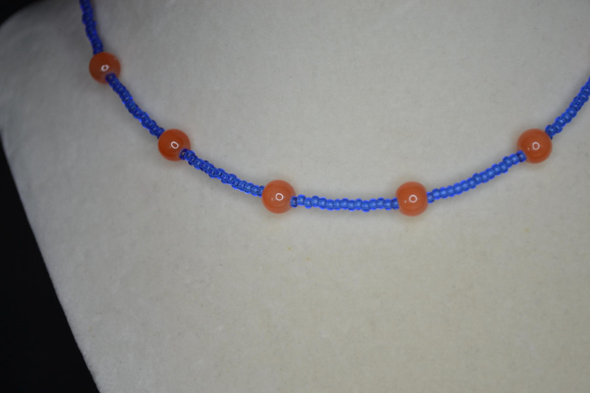 Multicolor glass bead choker. Orange and blue. Florida gators