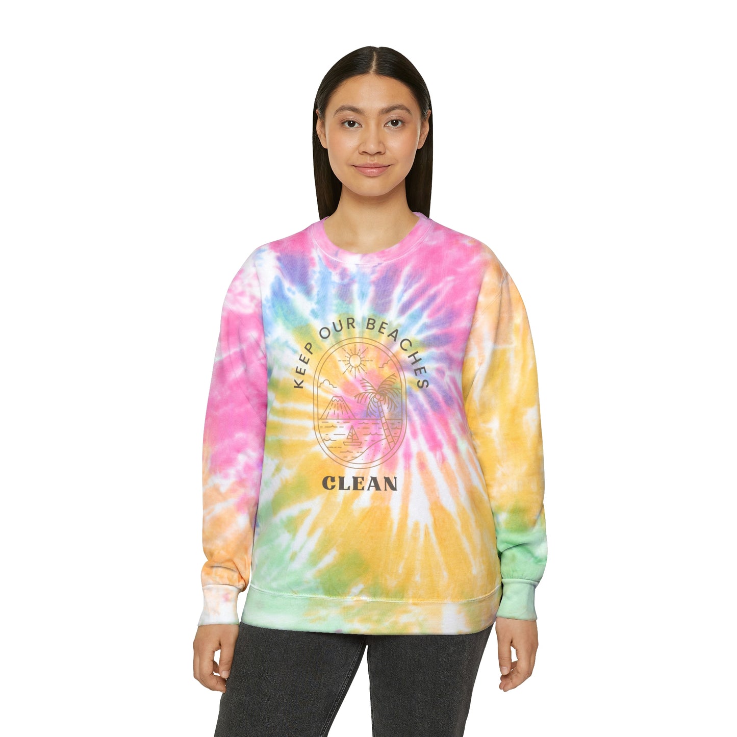 Clean Beaches Unisex Tie-Dye Crewneck