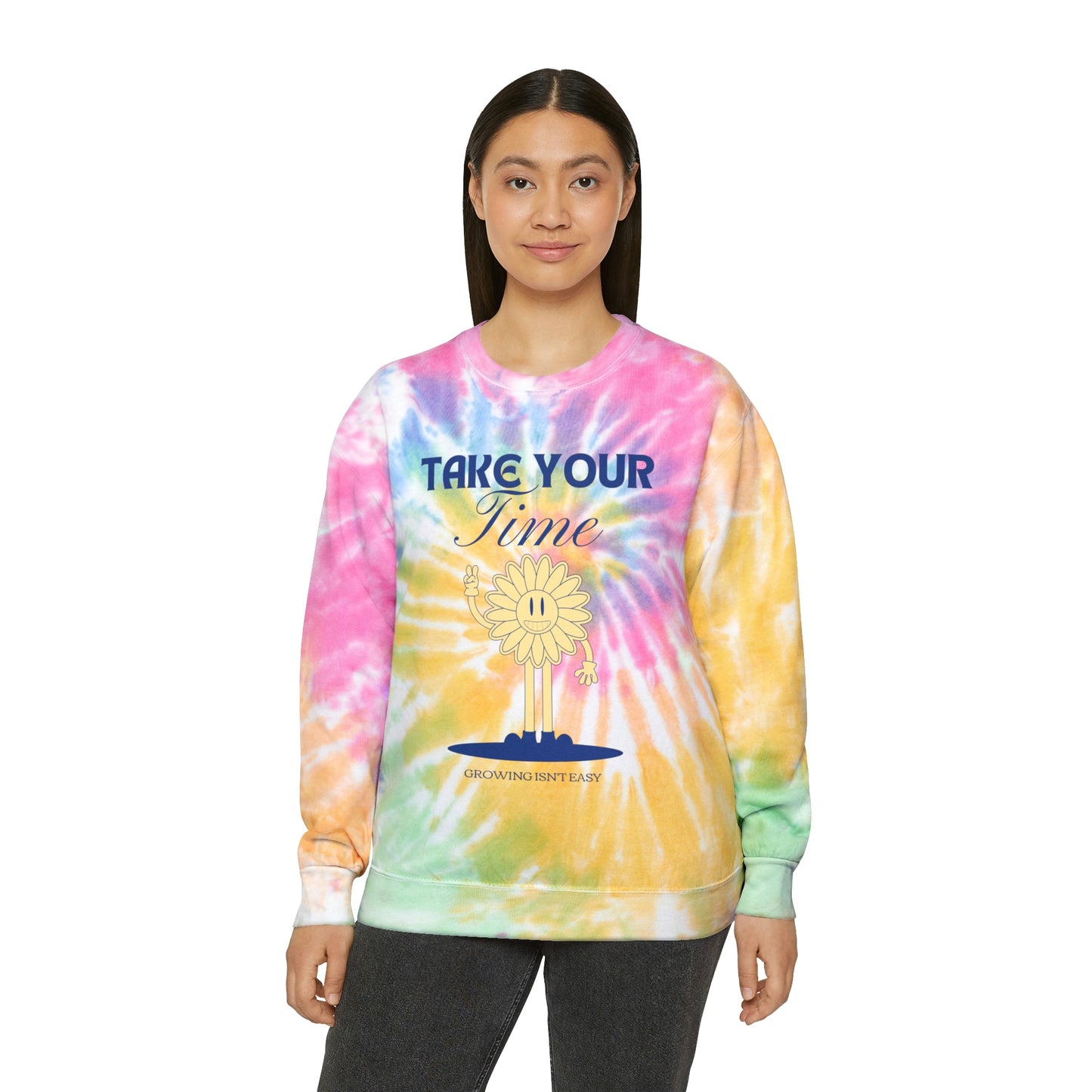 Growing Isn't Easy Unisex Tie-Dye Crewneck