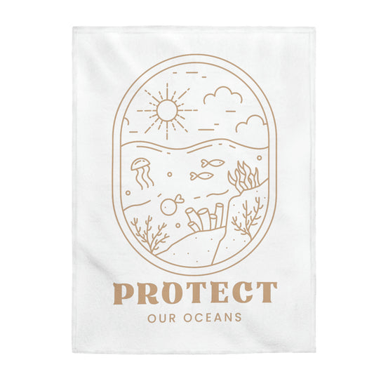 Protect Our Oceans Velveteen Plush Blanket