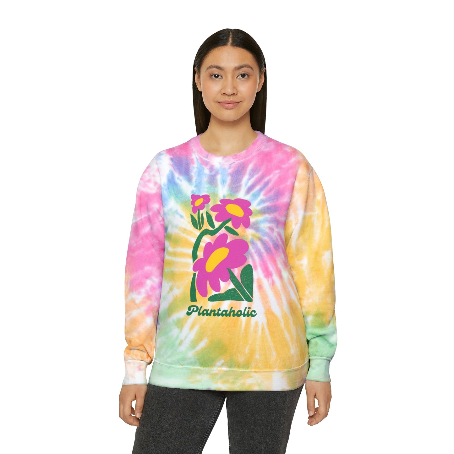 Plantaholic Unisex Tie-Dye Crewneck